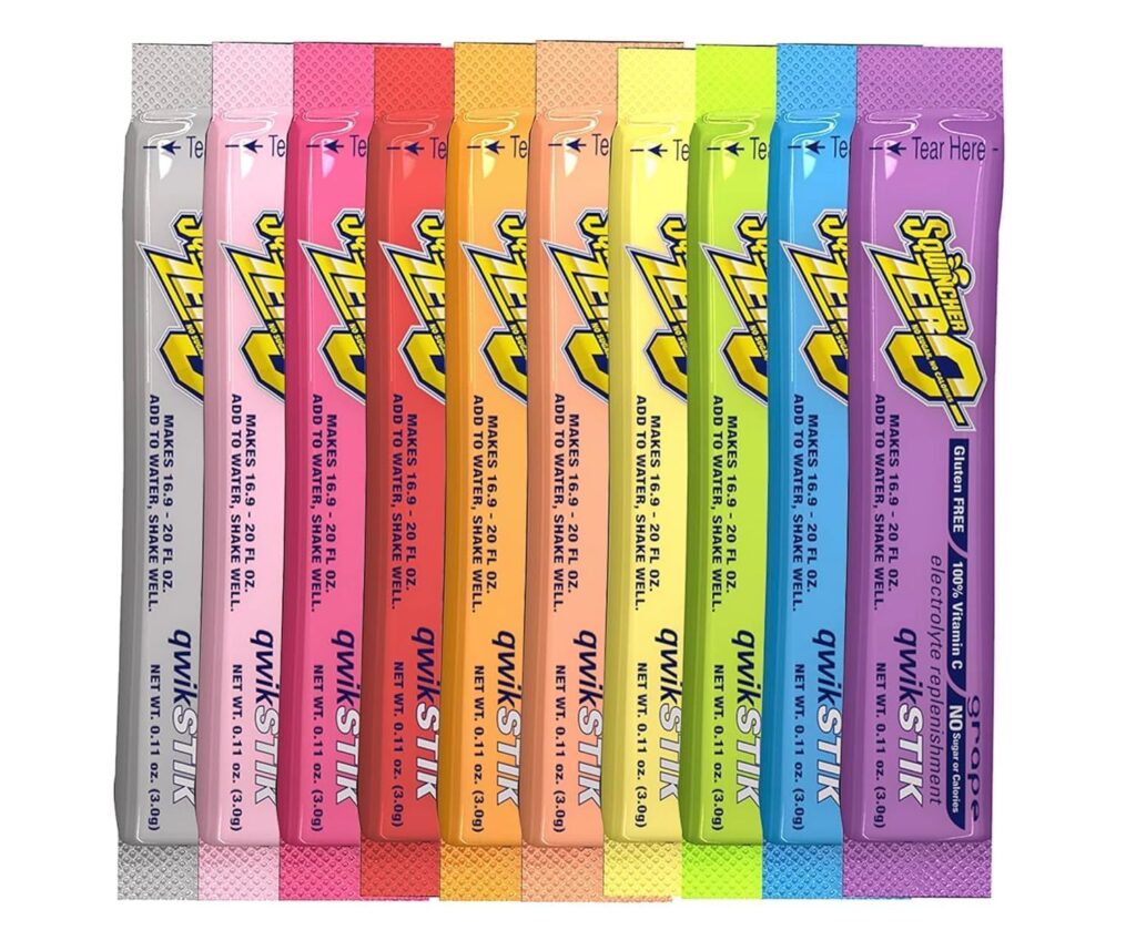 Sqwincher Qwik Stik ZERO Electrolyte Powder – 50-500 Sticks Variety Pack (10 Flavors) | Zero Sugar Hydration Drink Mix | 20-oz Single-Serve Packets | Keto Friendly, Low Calorie, Vitamin C, Fast Rehydration (50 Sticks)