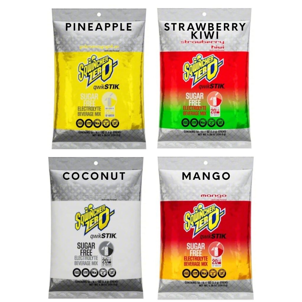 Sqwincher Zero Qwik Stik - Single Serve, Sugar Free, Low Calorie, Low Sodium Electrolyte Replacement Powder Hydration Drink Mix, (0.11 Ounce-Pack of 200, Tropical Assortment)